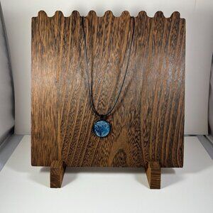 Blue & Black Abstract Acrylic Art Pendant Necklace By MarleeKat Creations